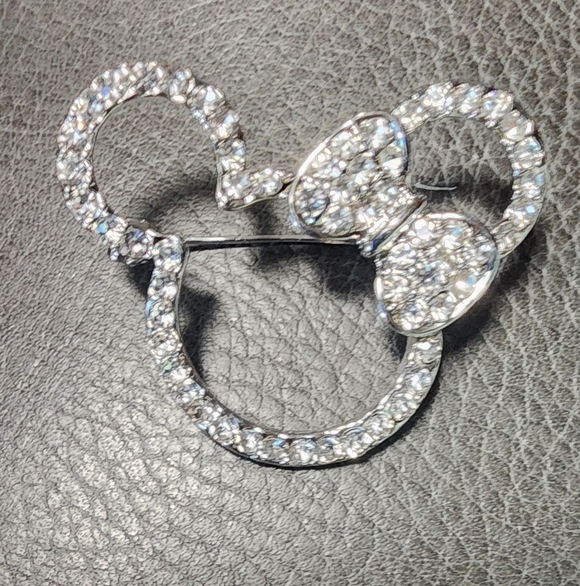 Silver Rhinestone Minnie Mouse Brooch - Picture 2 of 3